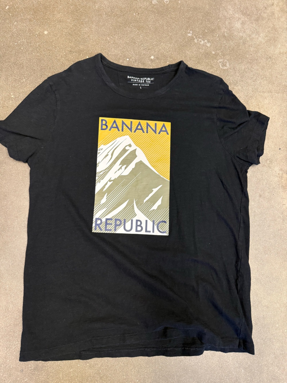 Banana Republic Black Vintage Tee with White and yellow Logo